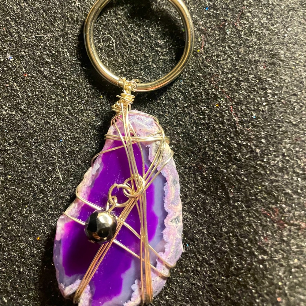 Gorgeous Purple Onyx Agate semiprecious stone, handcrafted.